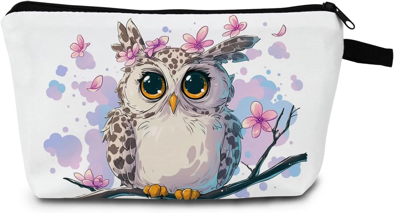 Cartoon Owl Print Women Makeup Bag Travel Portable Cosmetic Bag Toiletry Organizer Storage Bag Women Zipper Pouch Toiletry Kit