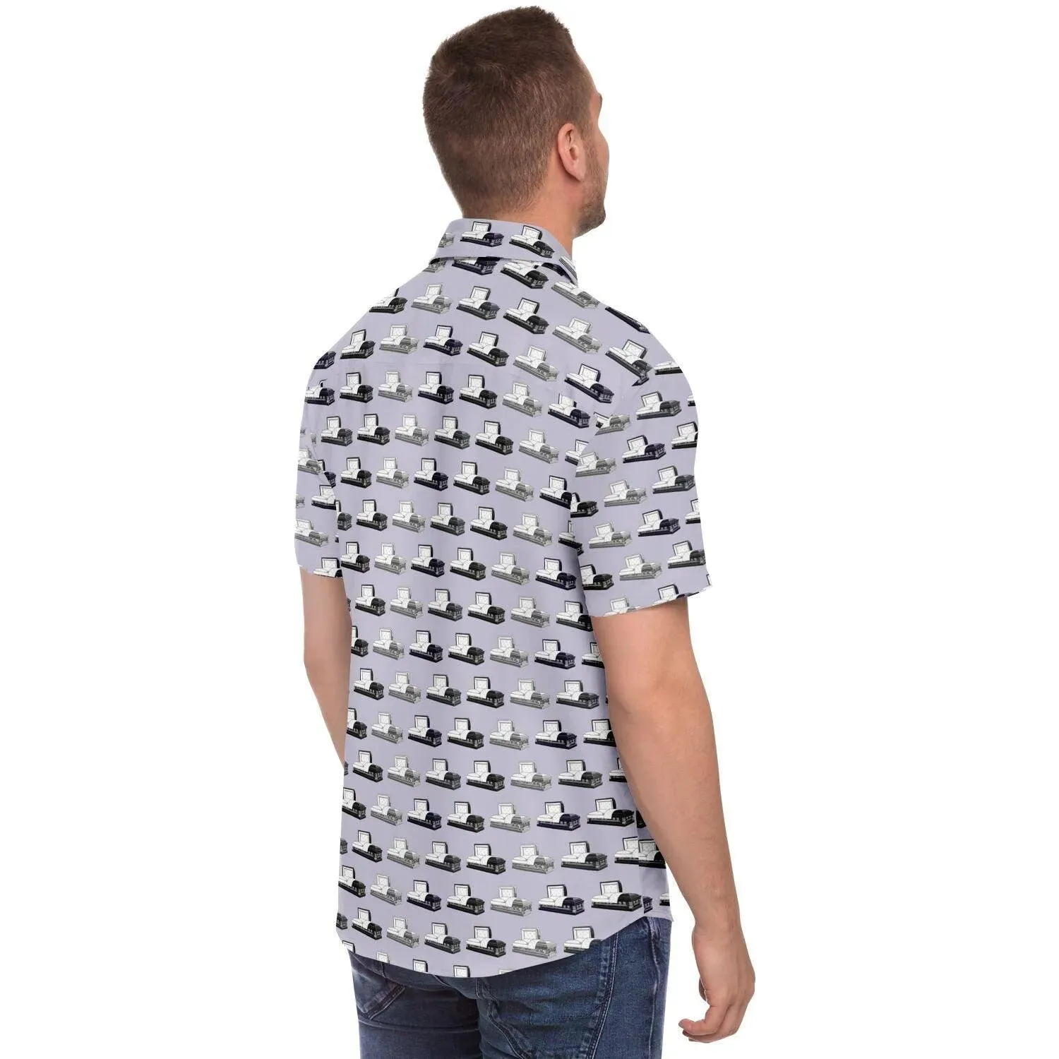 Casketeer -Dark Steel Grey, Purple, Silver - Button Up Tee