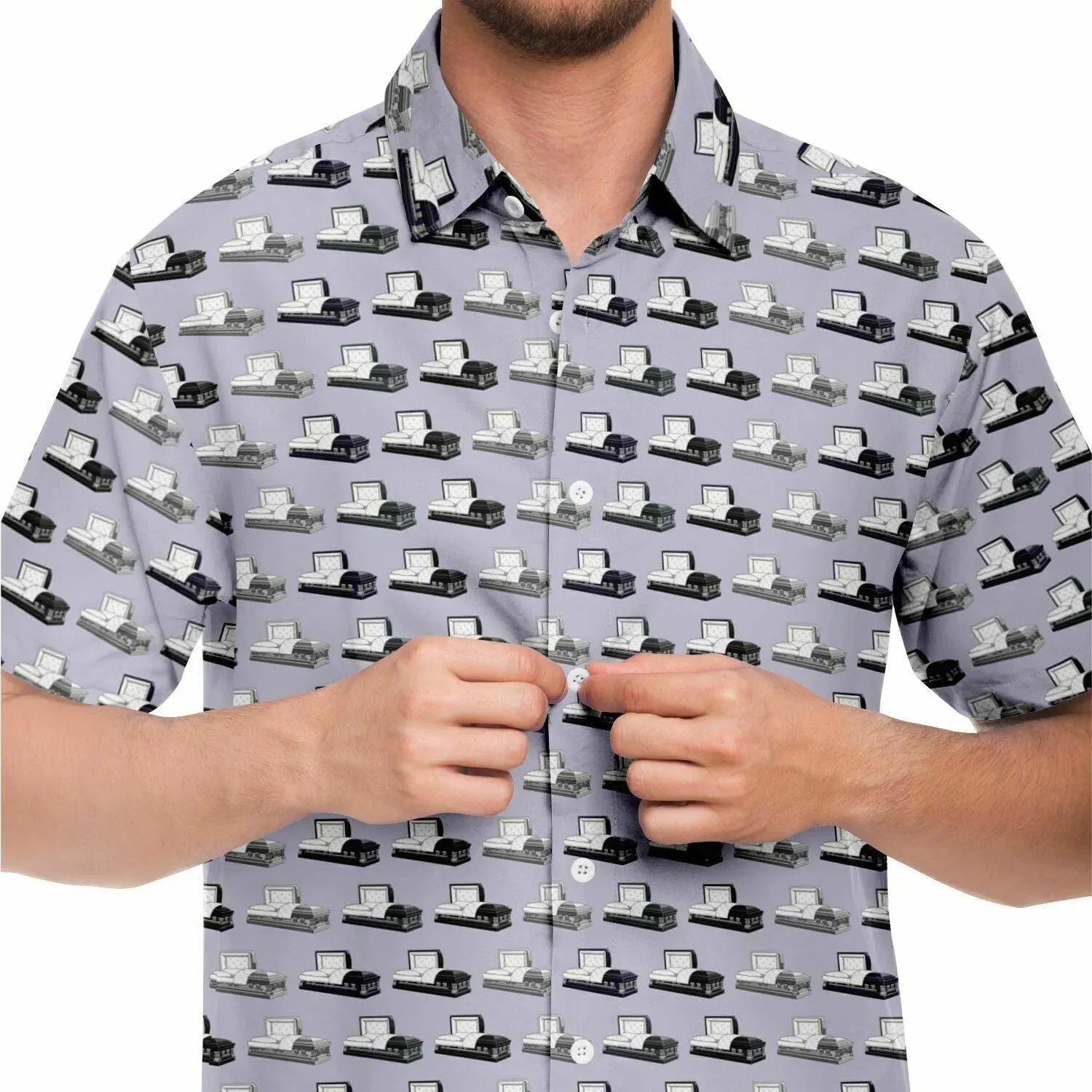 Casketeer -Dark Steel Grey, Purple, Silver - Button Up Tee