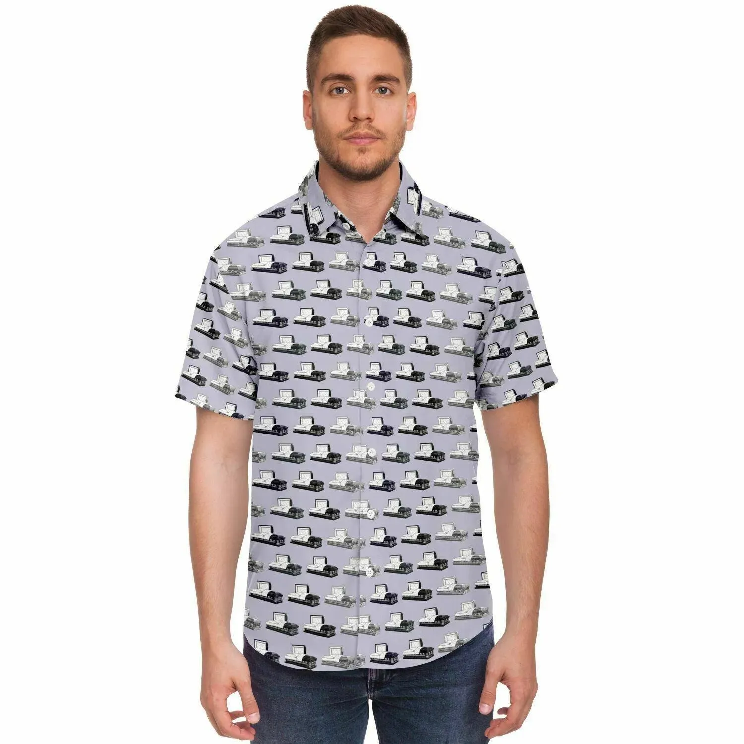 Casketeer -Dark Steel Grey, Purple, Silver - Button Up Tee
