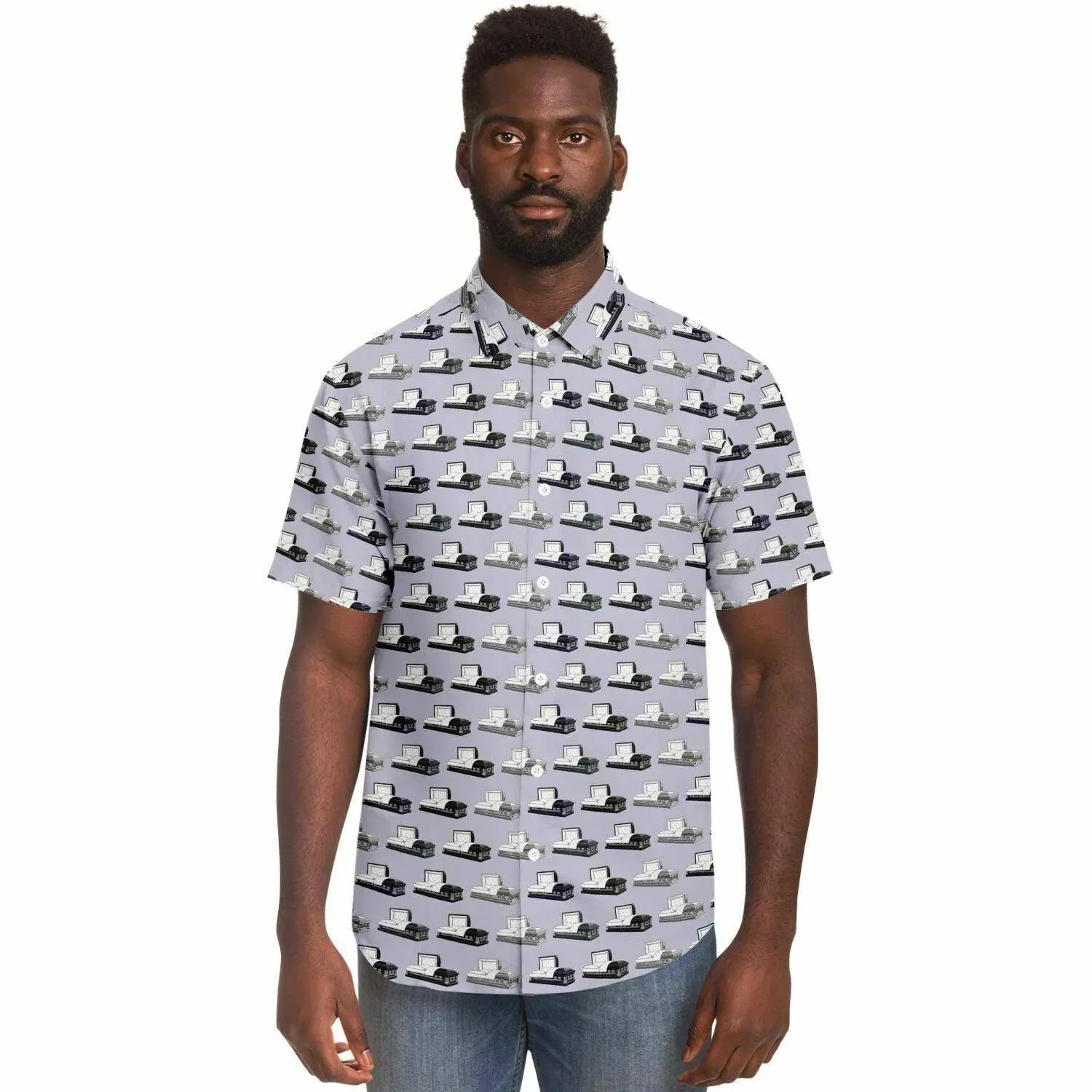 Casketeer -Dark Steel Grey, Purple, Silver - Button Up Tee