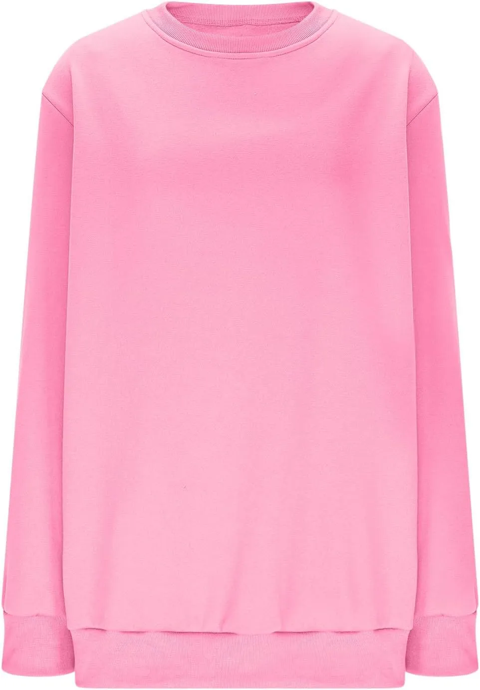Casual Crewneck Sweatshirt for Women 2025 Spring Fall Tops Plain Color Long Sleeve Sweater Fuzzy Shirts