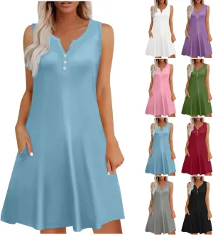 Casual Summer Dresses for Women Solid Color Tank Dress A Line Lightweight Comfortable Fashion Outfits