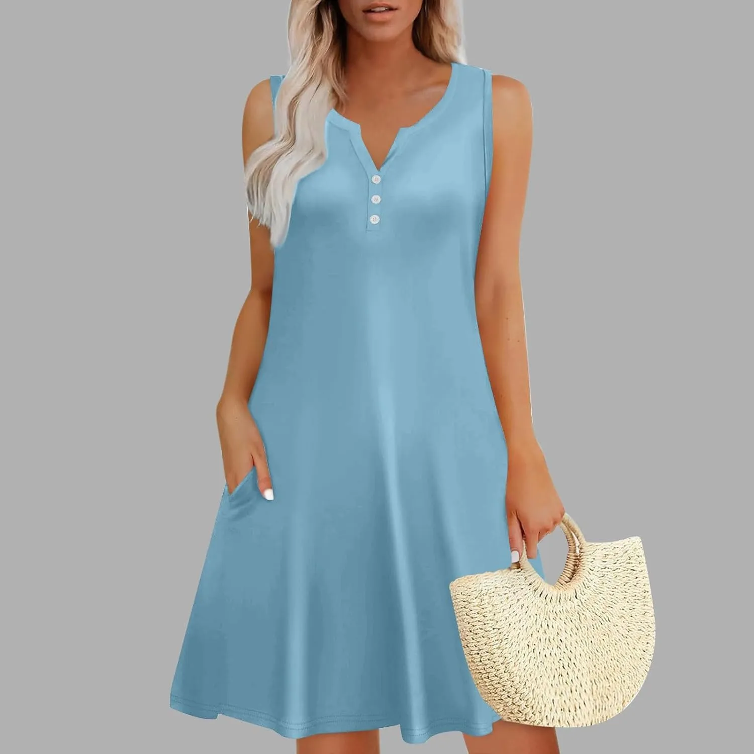 Casual Summer Dresses for Women Solid Color Tank Dress A Line Lightweight Comfortable Fashion Outfits