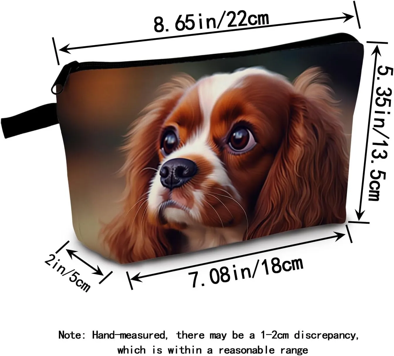 Cavalier King Charles Spaniel Animal Print Women's Cosmetic Bag Makeup Bag Gifts for Dog Lovers