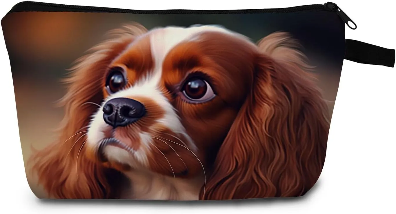 Cavalier King Charles Spaniel Animal Print Women's Cosmetic Bag Makeup Bag Gifts for Dog Lovers