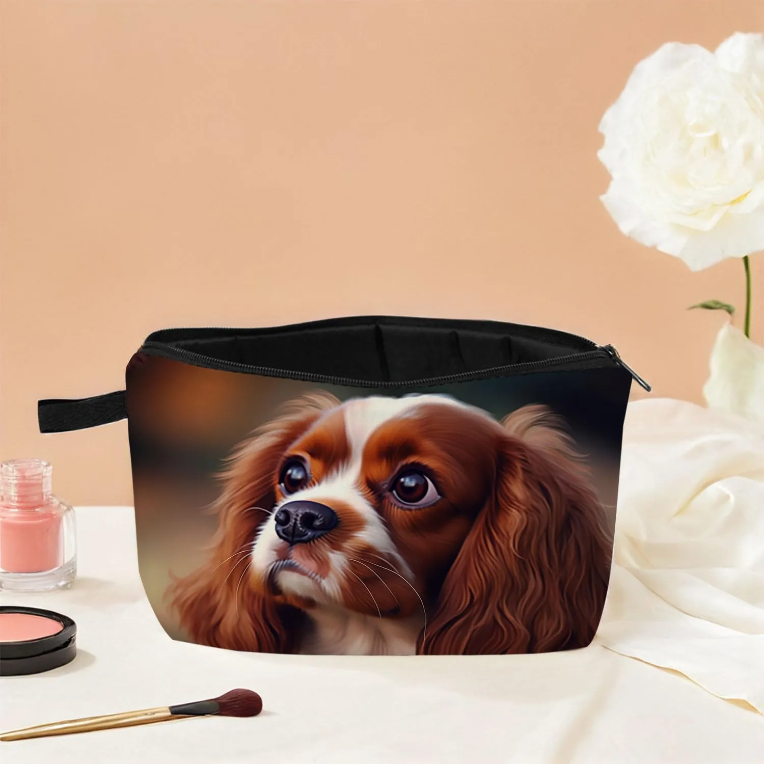 Cavalier King Charles Spaniel Animal Print Women's Cosmetic Bag Makeup Bag Gifts for Dog Lovers