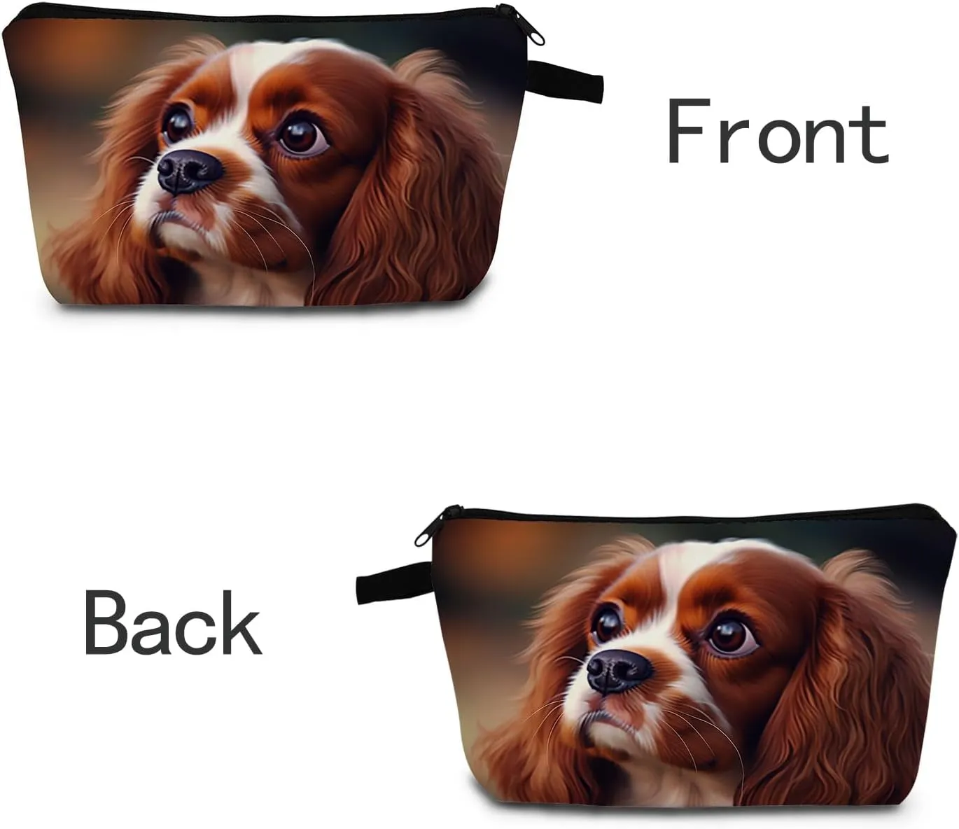 Cavalier King Charles Spaniel Animal Print Women's Cosmetic Bag Makeup Bag Gifts for Dog Lovers