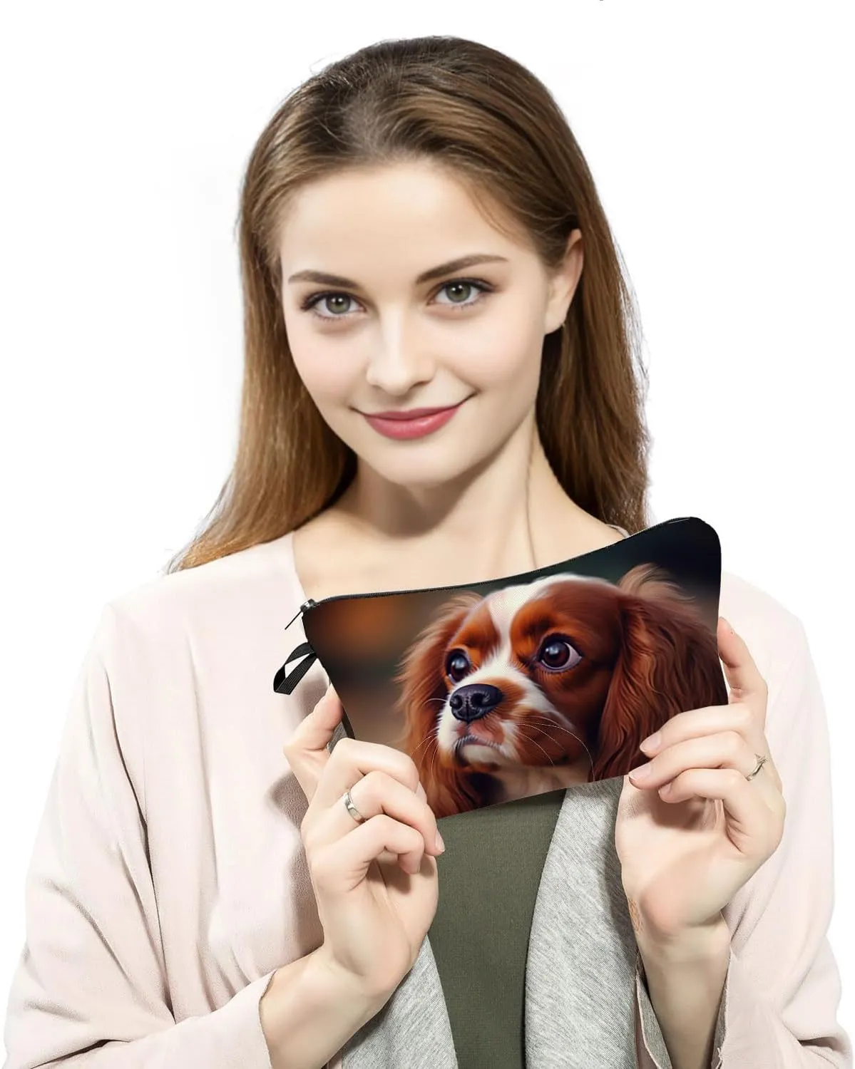 Cavalier King Charles Spaniel Animal Print Women's Cosmetic Bag Makeup Bag Gifts for Dog Lovers