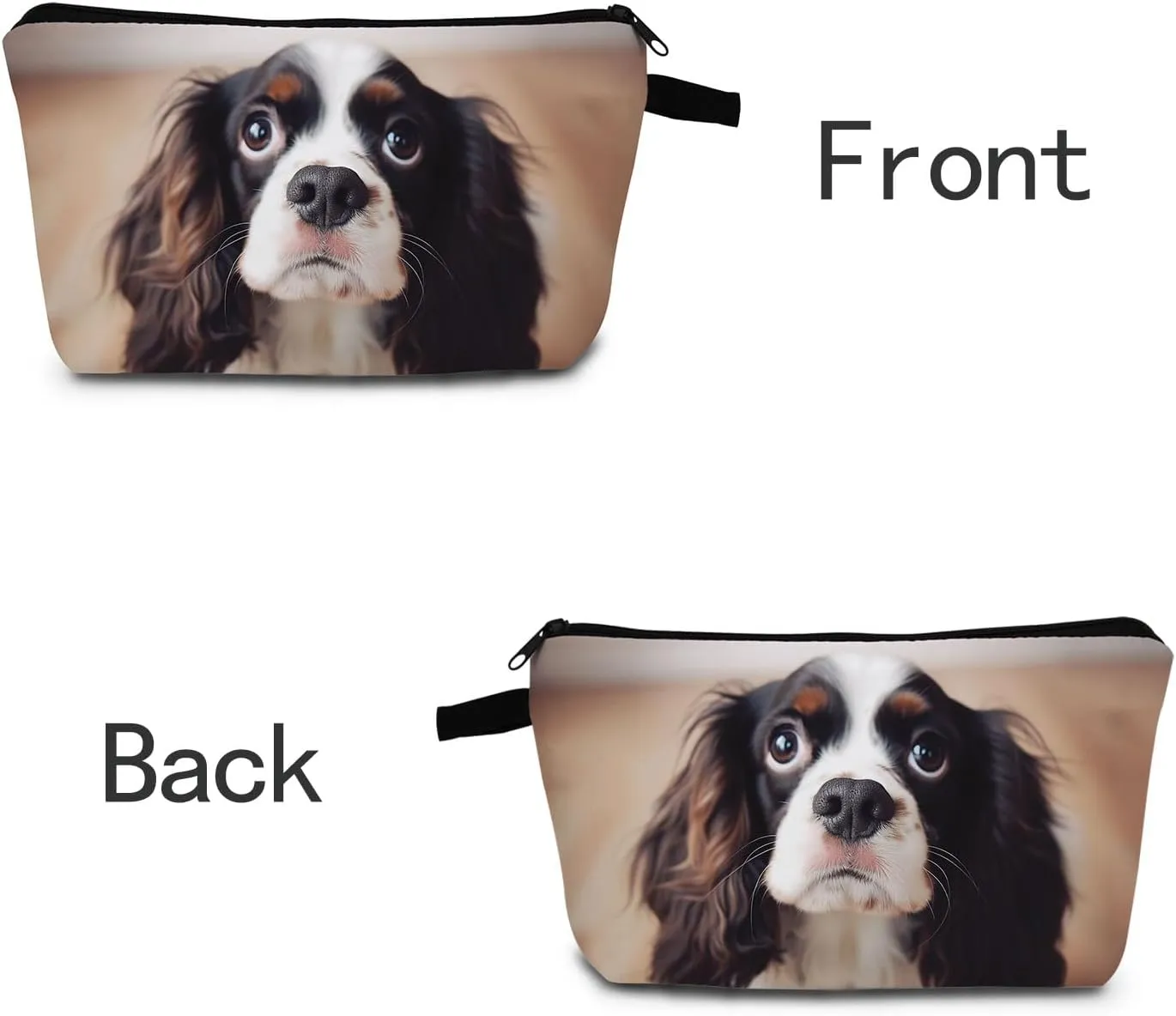 Cavalier King Charles Spaniel Dog Print Women Makeup Bag Outdoor Beach Travel Toiletry Kit Small Cosmetic Bag