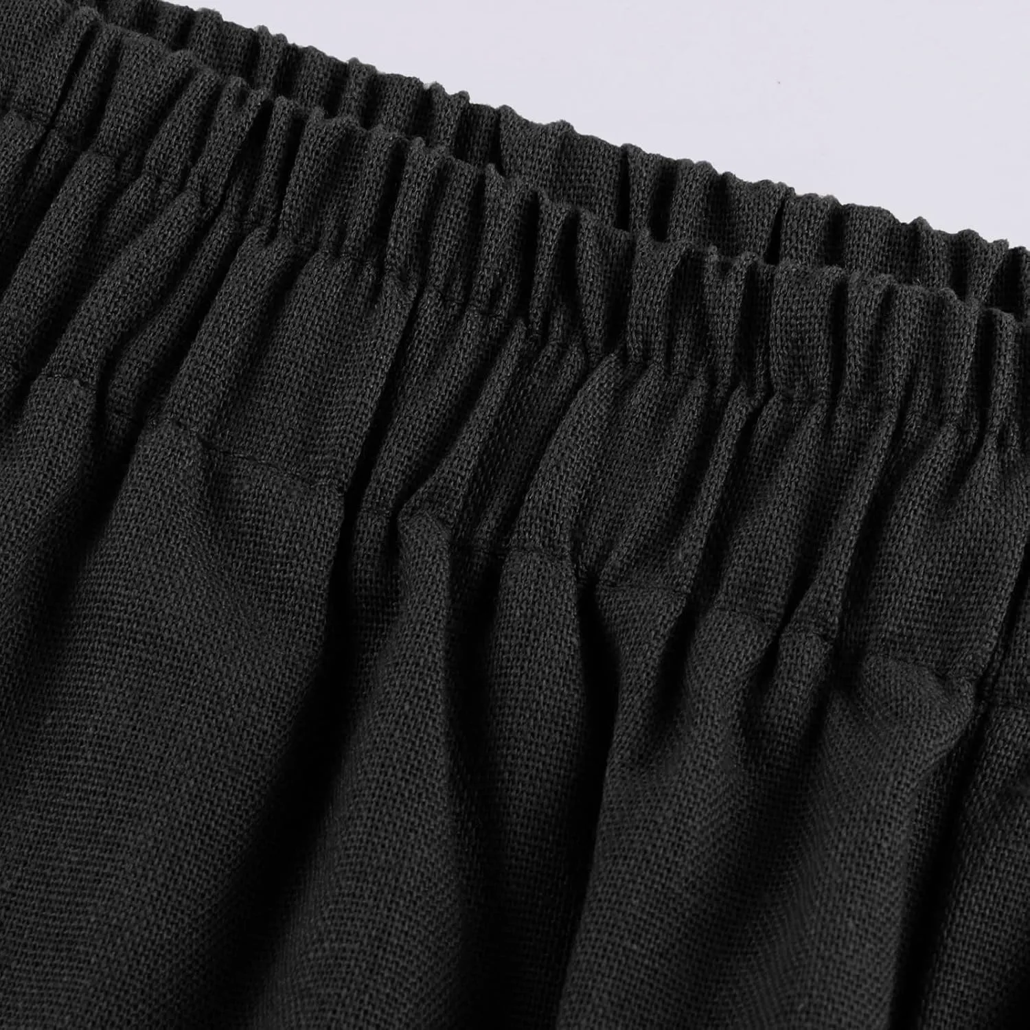 Cdiecer Linen Wide Leg Pants Men Summer Beach Pants Lightweight Baggy Pants Elastic Waist Drawstring Trousers Harem Pants