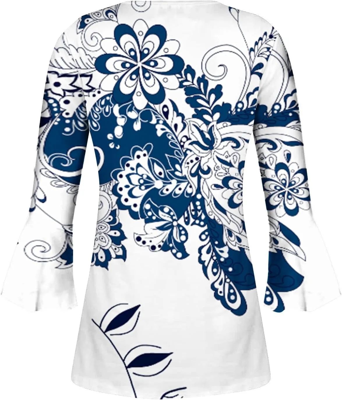 Ceboyel Womens Summer Tops 2023 Floral Button Down Tunic Shirts 3/4 Sleeve Tops Blouse Trendy Dressy Casual Ladies Clothes