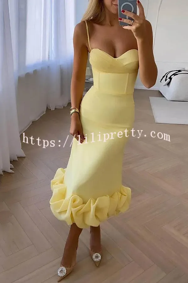 Chic Look Cloud Shaped Hem Solid Sleeveless Maxi Dress