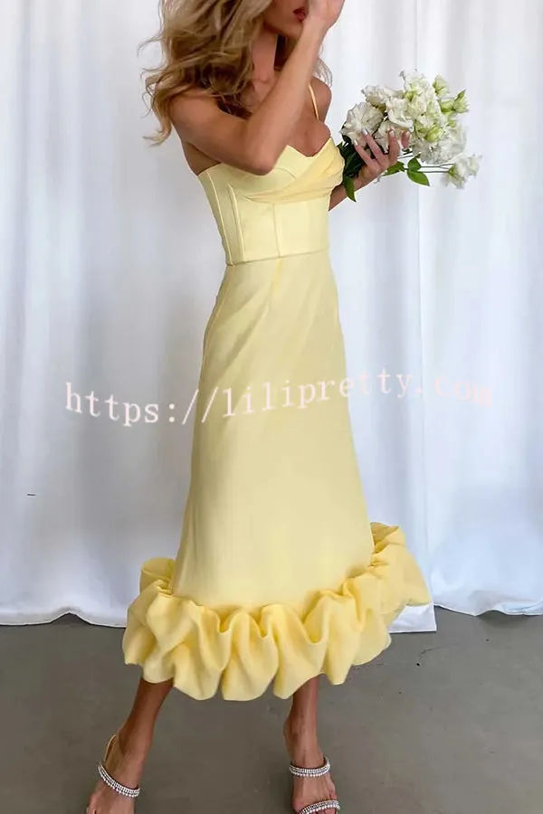 Chic Look Cloud Shaped Hem Solid Sleeveless Maxi Dress