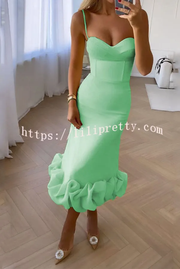Chic Look Cloud Shaped Hem Solid Sleeveless Maxi Dress