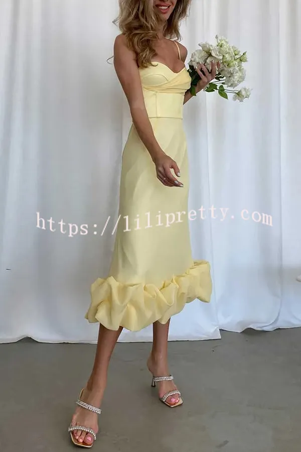 Chic Look Cloud Shaped Hem Solid Sleeveless Maxi Dress
