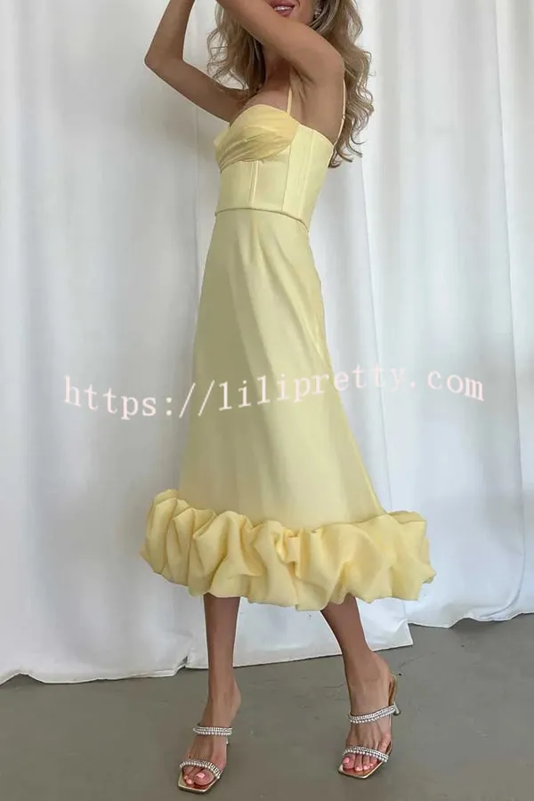 Chic Look Cloud Shaped Hem Solid Sleeveless Maxi Dress