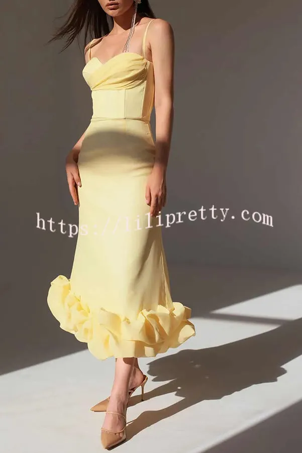 Chic Look Cloud Shaped Hem Solid Sleeveless Maxi Dress