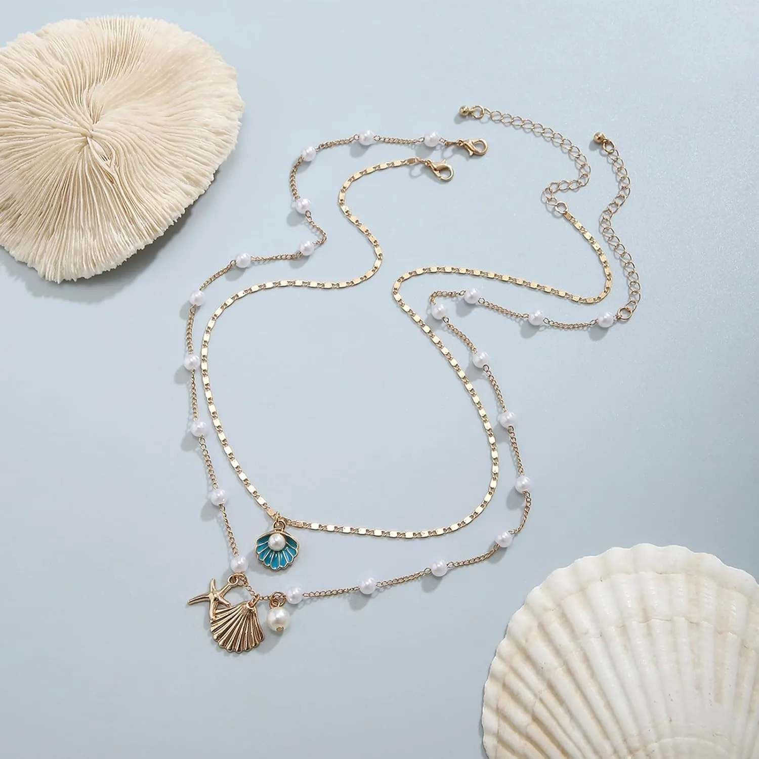 choice of all Gold Sea Shell Charm Necklace Jewelry for Women Summer Boho Seashell Beach Starfish Necklace Fashion Accessories Summer Beach Vacation Clothes Dresses 2025