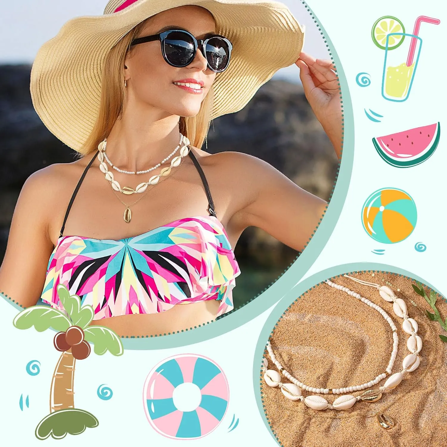 Choistily Seashell Necklace for Women Shell Charm Necklace Gold Starfish Beaded Necklace Beach Essentials Summer Beach Vacation Clothes Dresses Fashion Accessories 2025
