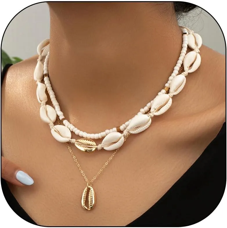 Choistily Seashell Necklace for Women Shell Charm Necklace Gold Starfish Beaded Necklace Beach Essentials Summer Beach Vacation Clothes Dresses Fashion Accessories 2025