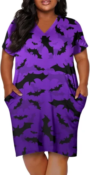 CLOHOMIN Short Sleeve Women Dresses for Party Shoping Club Oversized Dresses V Neck Midi Dress Size L-5XL