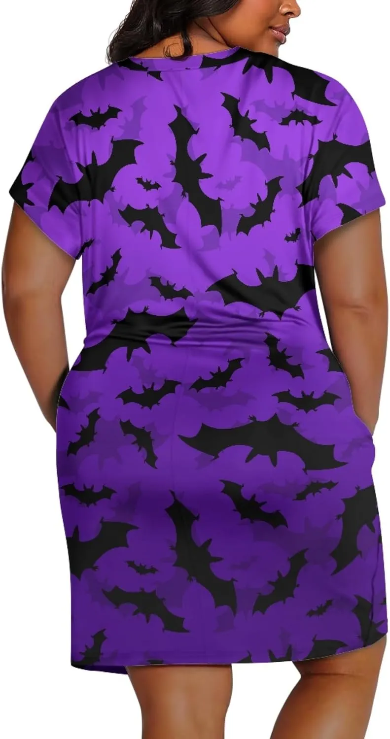 CLOHOMIN Short Sleeve Women Dresses for Party Shoping Club Oversized Dresses V Neck Midi Dress Size L-5XL