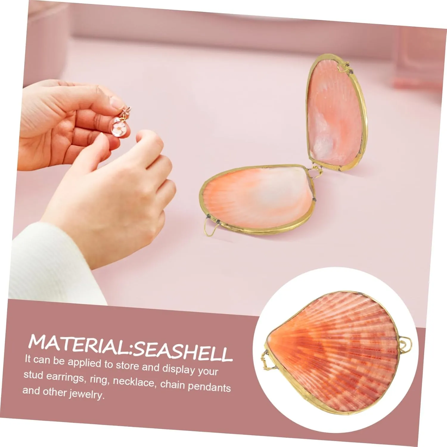 COHEALI Box the home decor ring case desktop decor small necklace container jewelry organizer shell jewelry case chic pearl clam scallop decorate natural freshwater shells