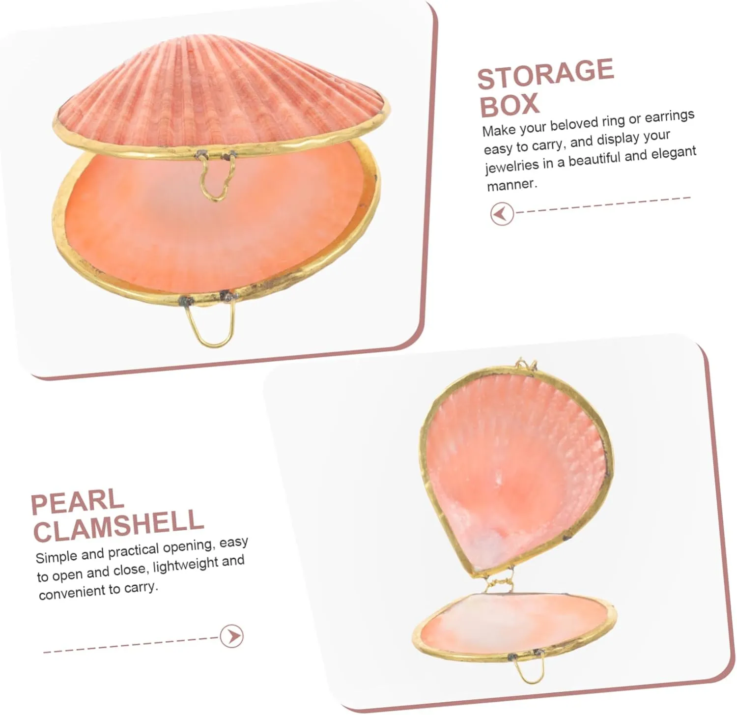 COHEALI Box the home decor ring case desktop decor small necklace container jewelry organizer shell jewelry case chic pearl clam scallop decorate natural freshwater shells
