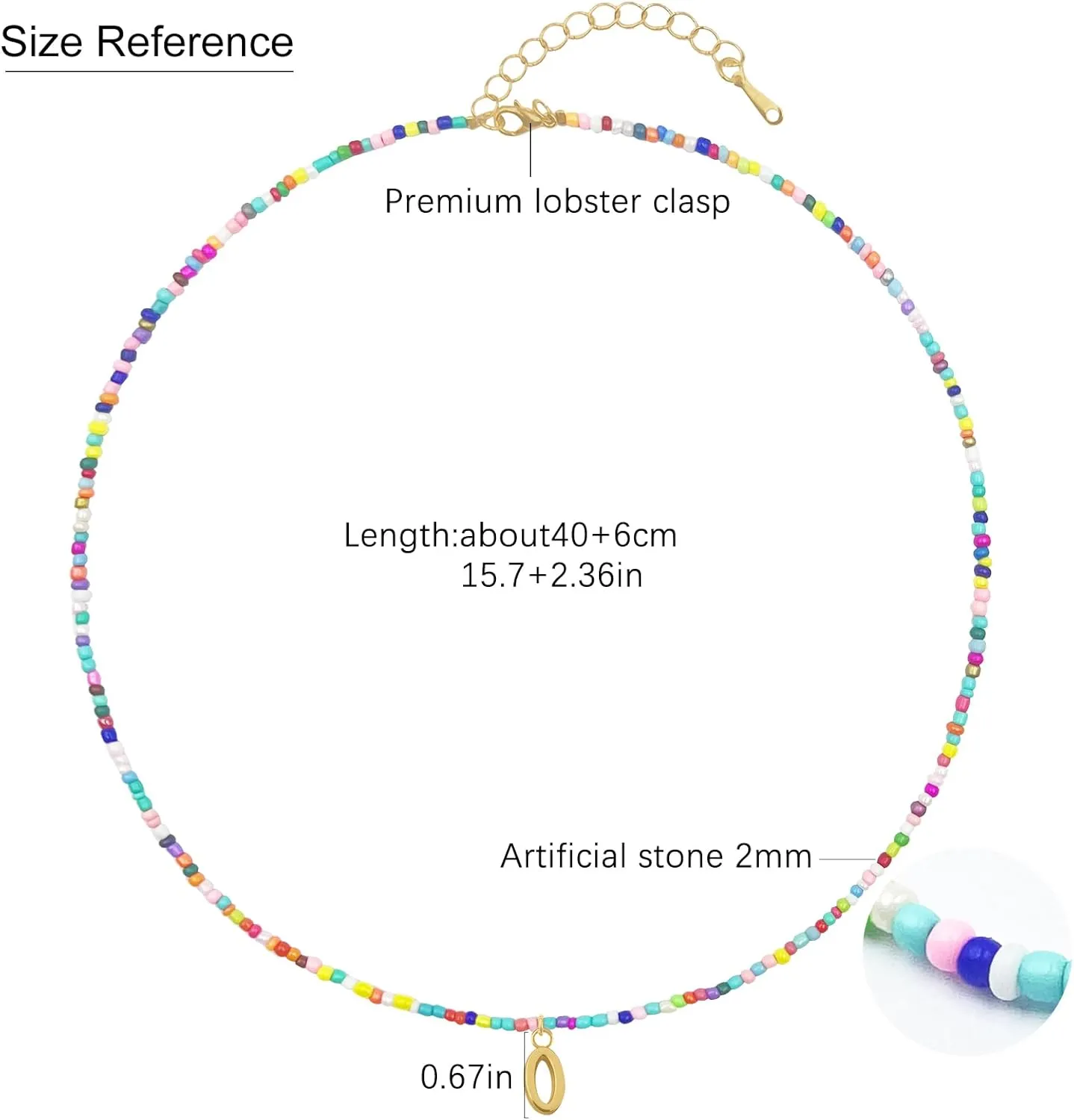 Colorful Beaded Initial Necklaces for Kids Girls, Personized Graduation Birthday Gifts - Choker Necklace for Women,Teen and Preteen Girls