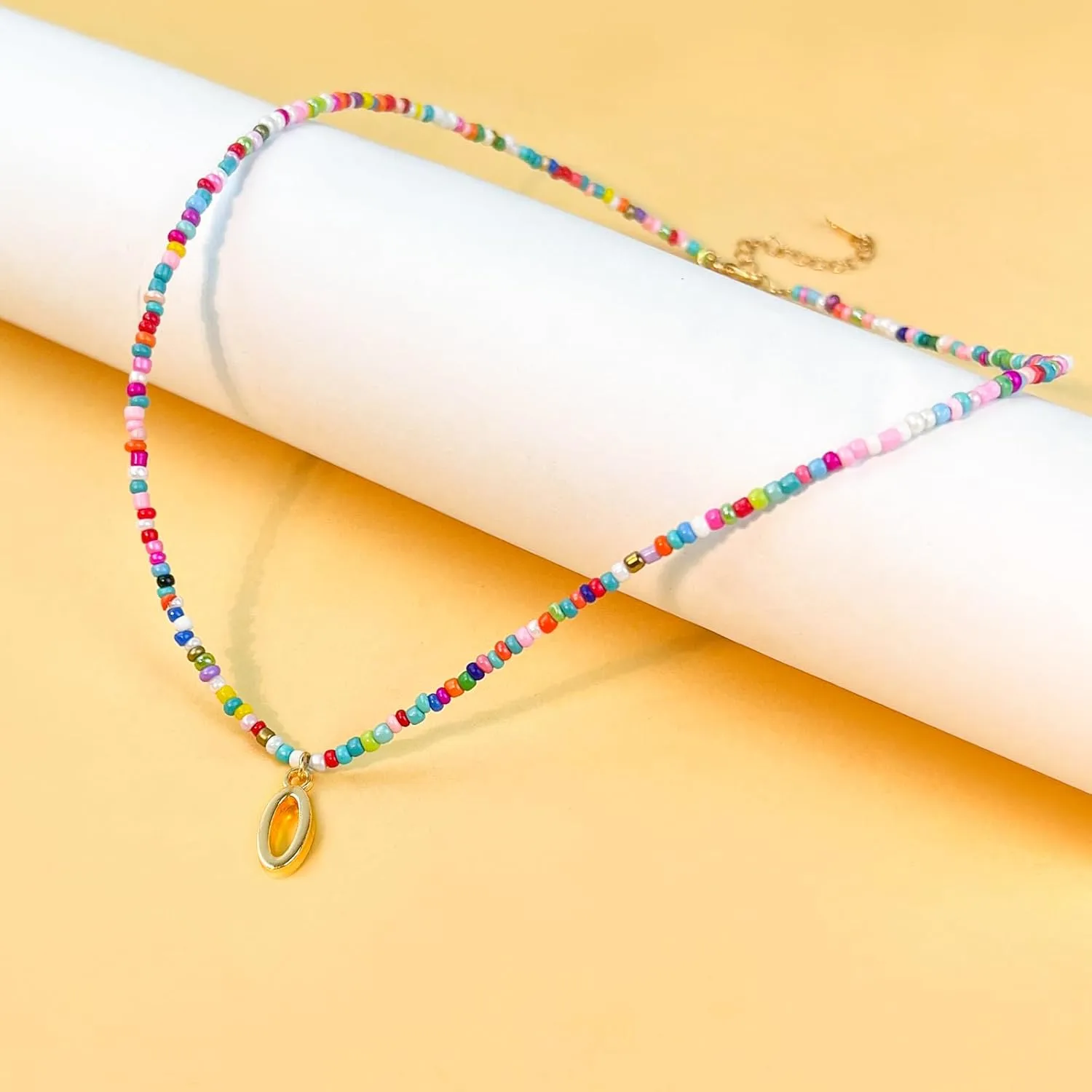 Colorful Beaded Initial Necklaces for Kids Girls, Personized Graduation Birthday Gifts - Choker Necklace for Women,Teen and Preteen Girls