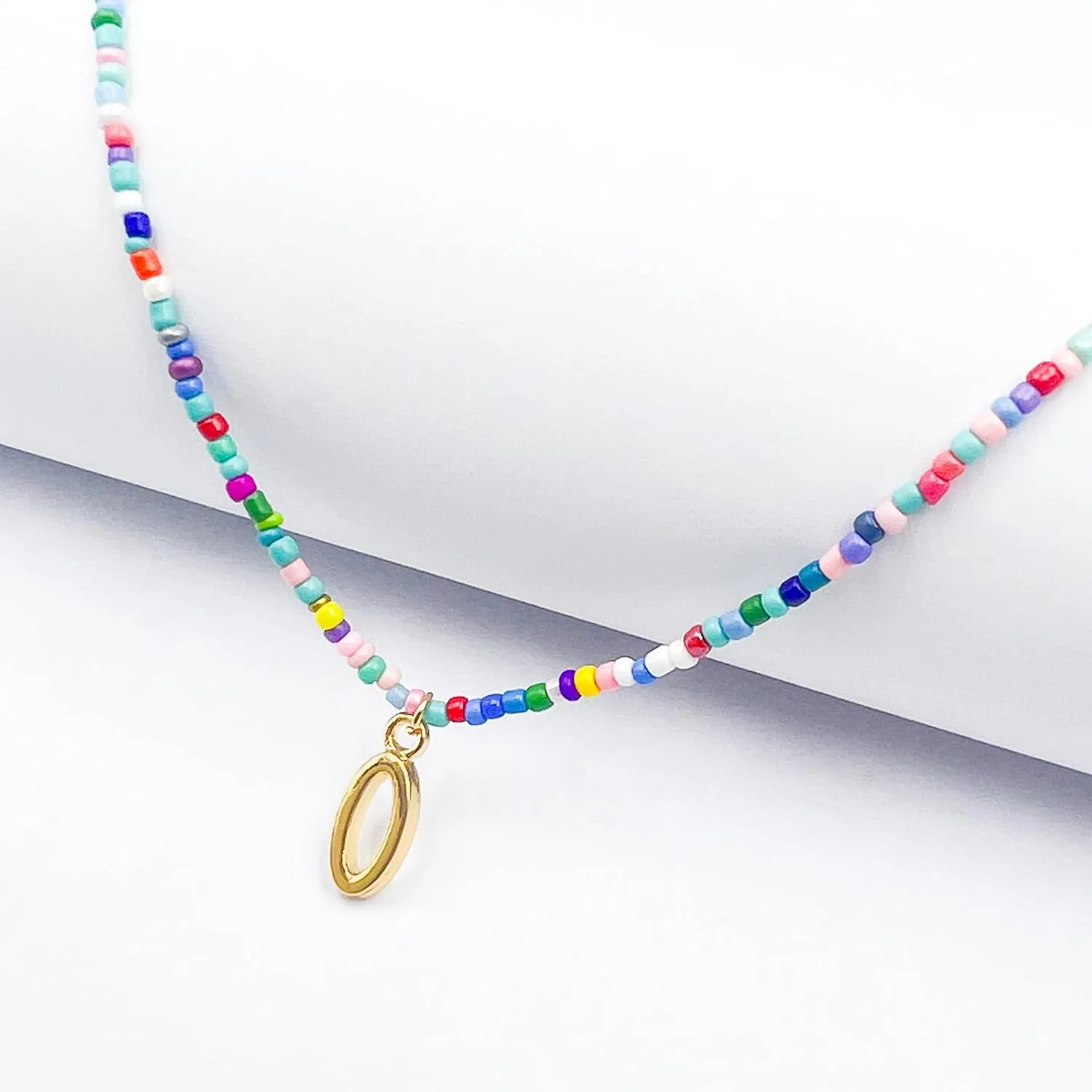 Colorful Beaded Initial Necklaces for Kids Girls, Personized Graduation Birthday Gifts - Choker Necklace for Women,Teen and Preteen Girls