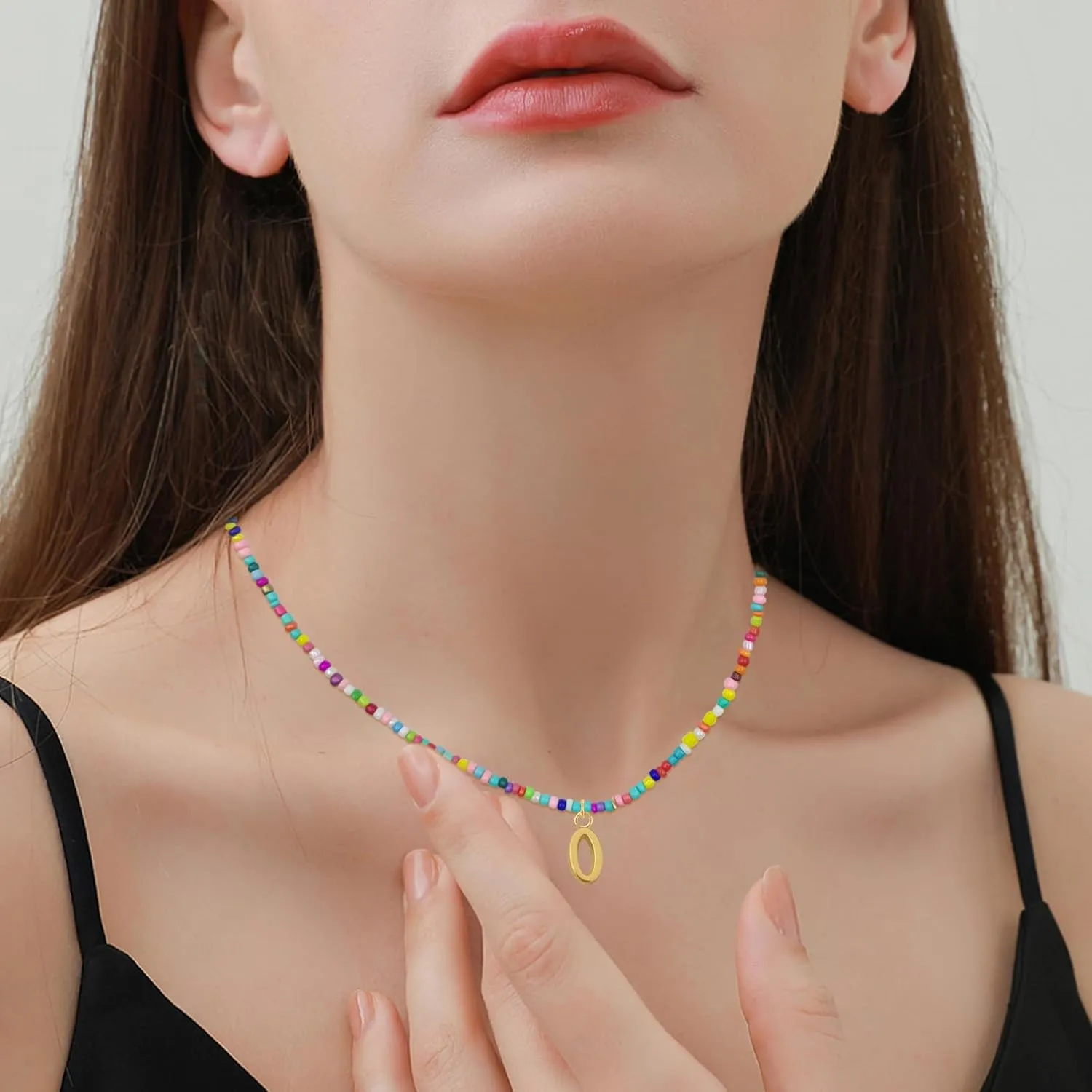 Colorful Beaded Initial Necklaces for Kids Girls, Personized Graduation Birthday Gifts - Choker Necklace for Women,Teen and Preteen Girls