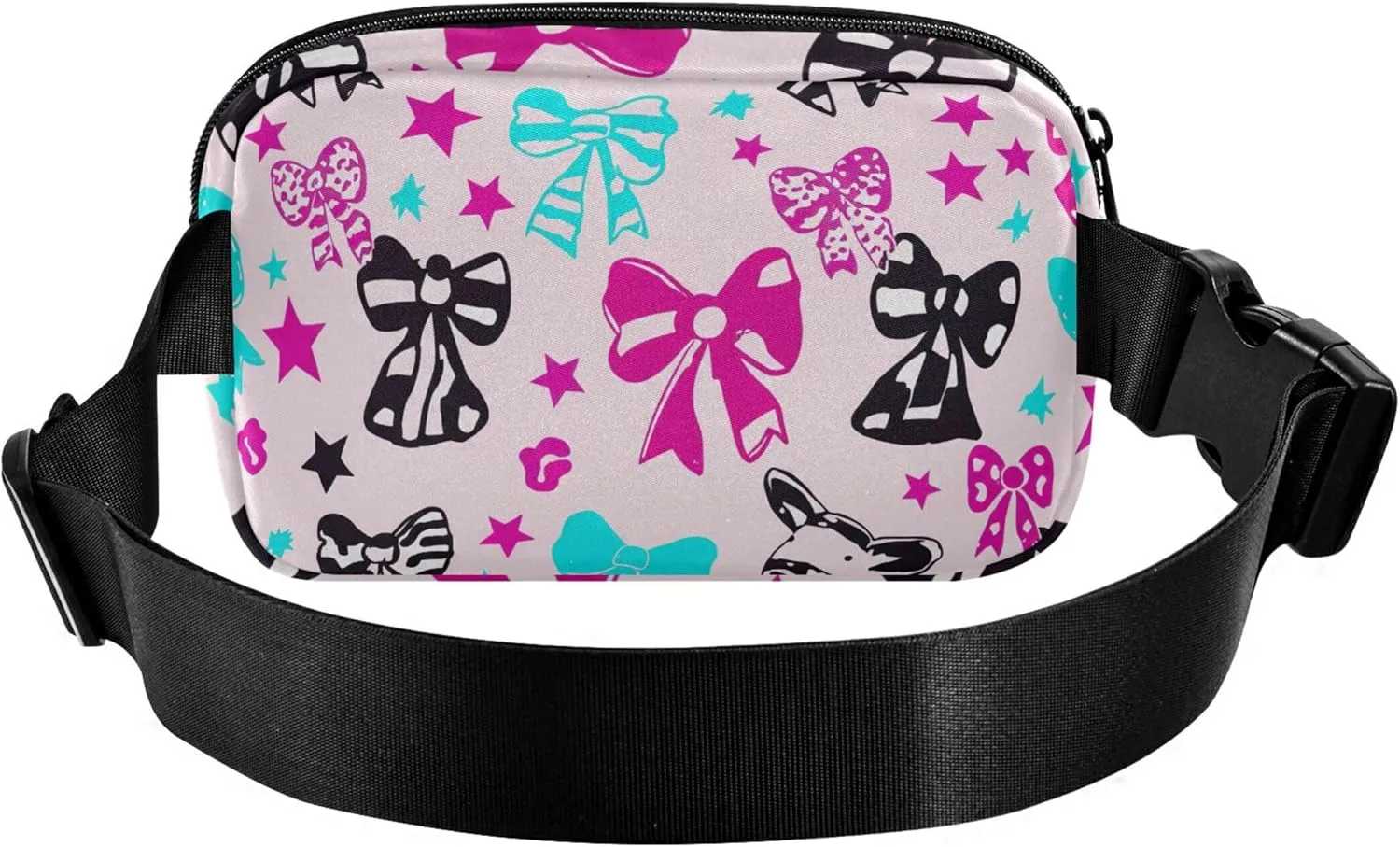 Colorful Bows Stars Women Fanny Packs Waterproof Hip Bag Belt Pouch Cute Cross Body Waist Purse