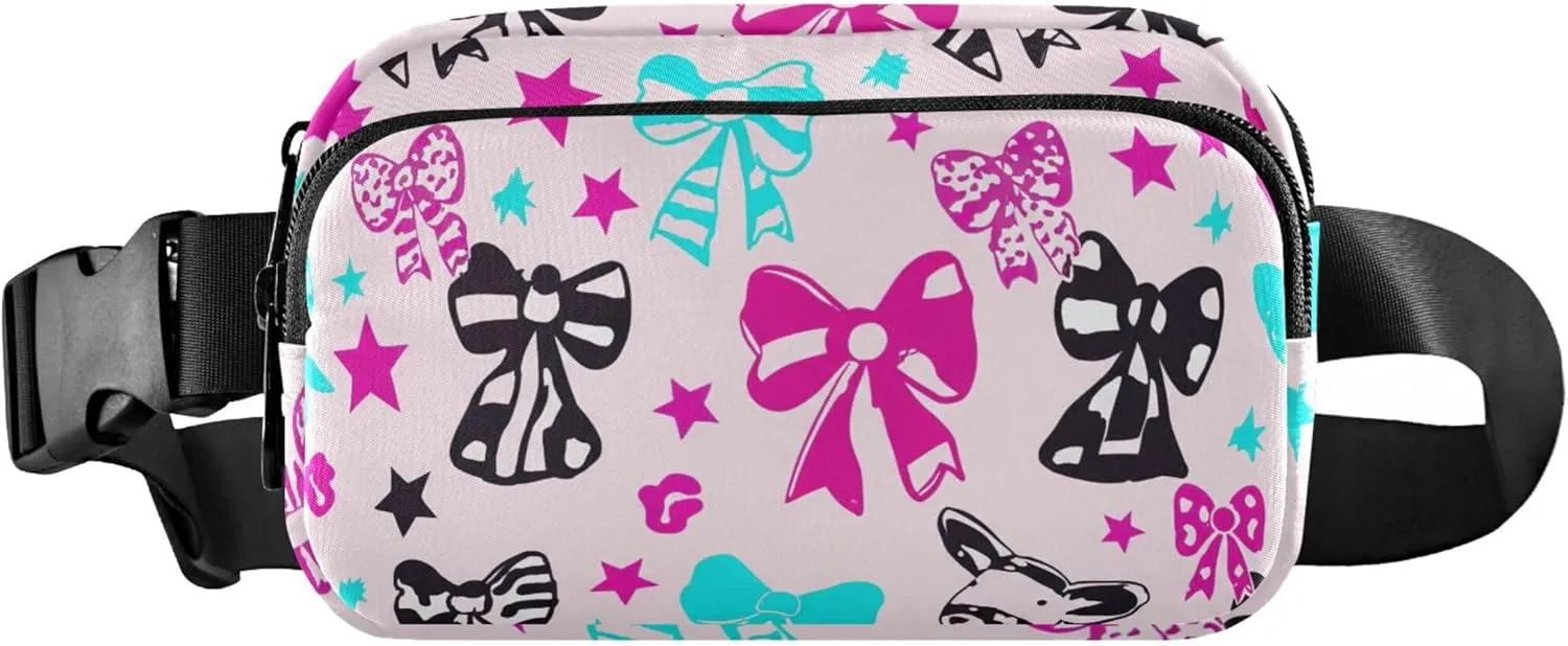 Colorful Bows Stars Women Fanny Packs Waterproof Hip Bag Belt Pouch Cute Cross Body Waist Purse