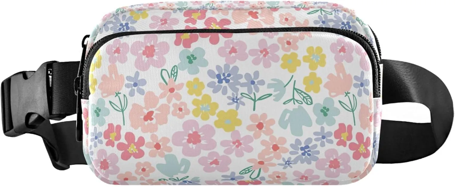 Colorful Floral Spring Daisy Fanny Packs Women Waterproof Belt Bag Hip Pouch Cute Waist Purse for Women