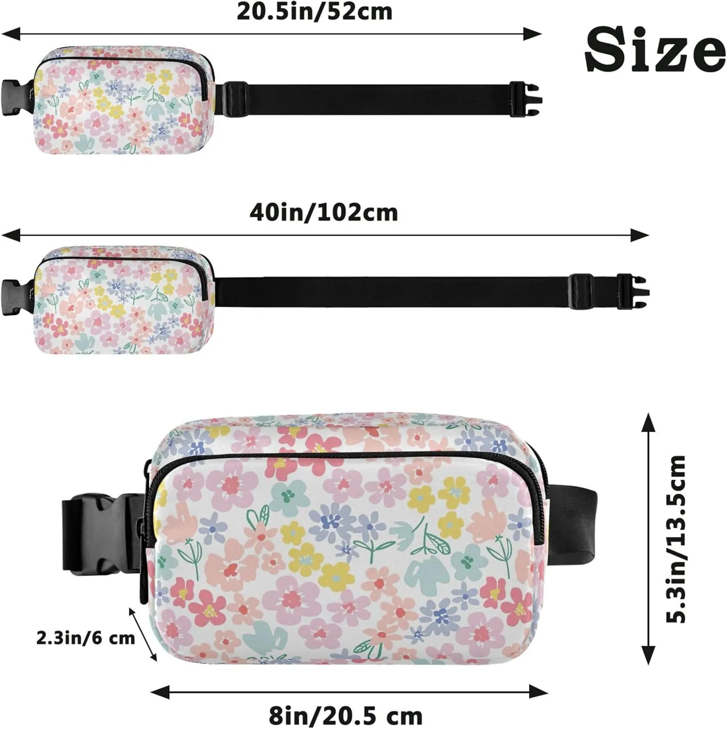 Colorful Floral Spring Daisy Fanny Packs Women Waterproof Belt Bag Hip Pouch Cute Waist Purse for Women