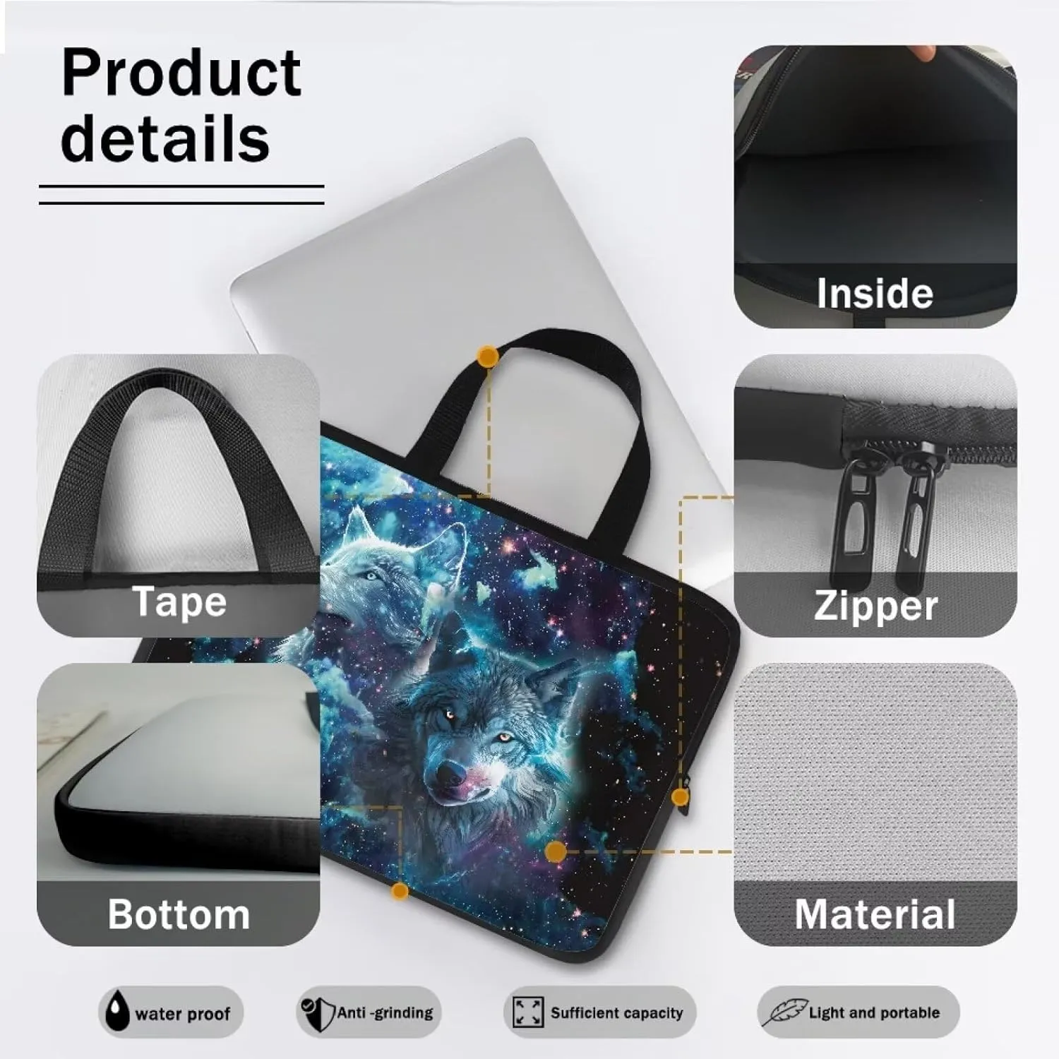 Computer Bag Waterproof Work Handbag Laptop Bag Lightweight Tote Bag Computer Accessories