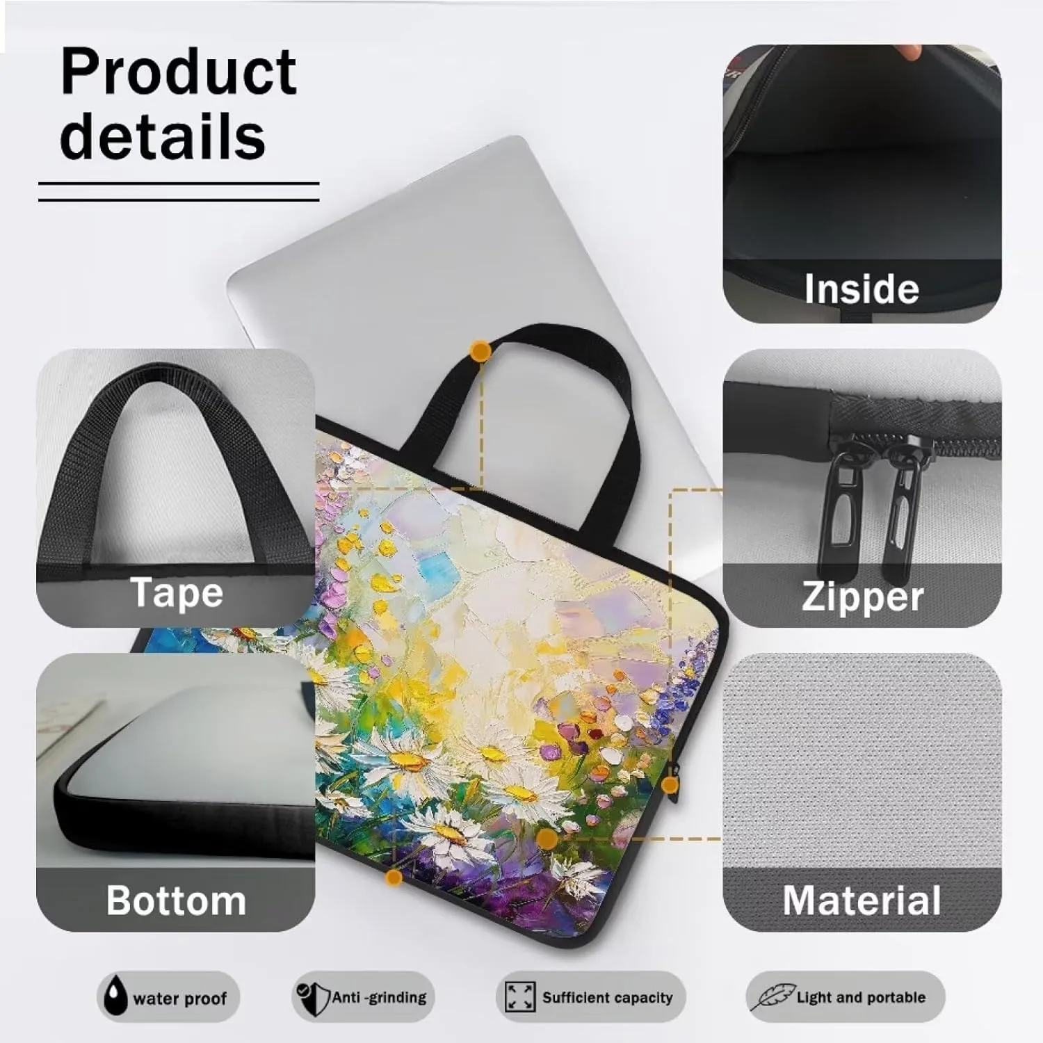 Computer Bag Waterproof Work Handbag Laptop Bag Lightweight Tote Bag Computer Accessories