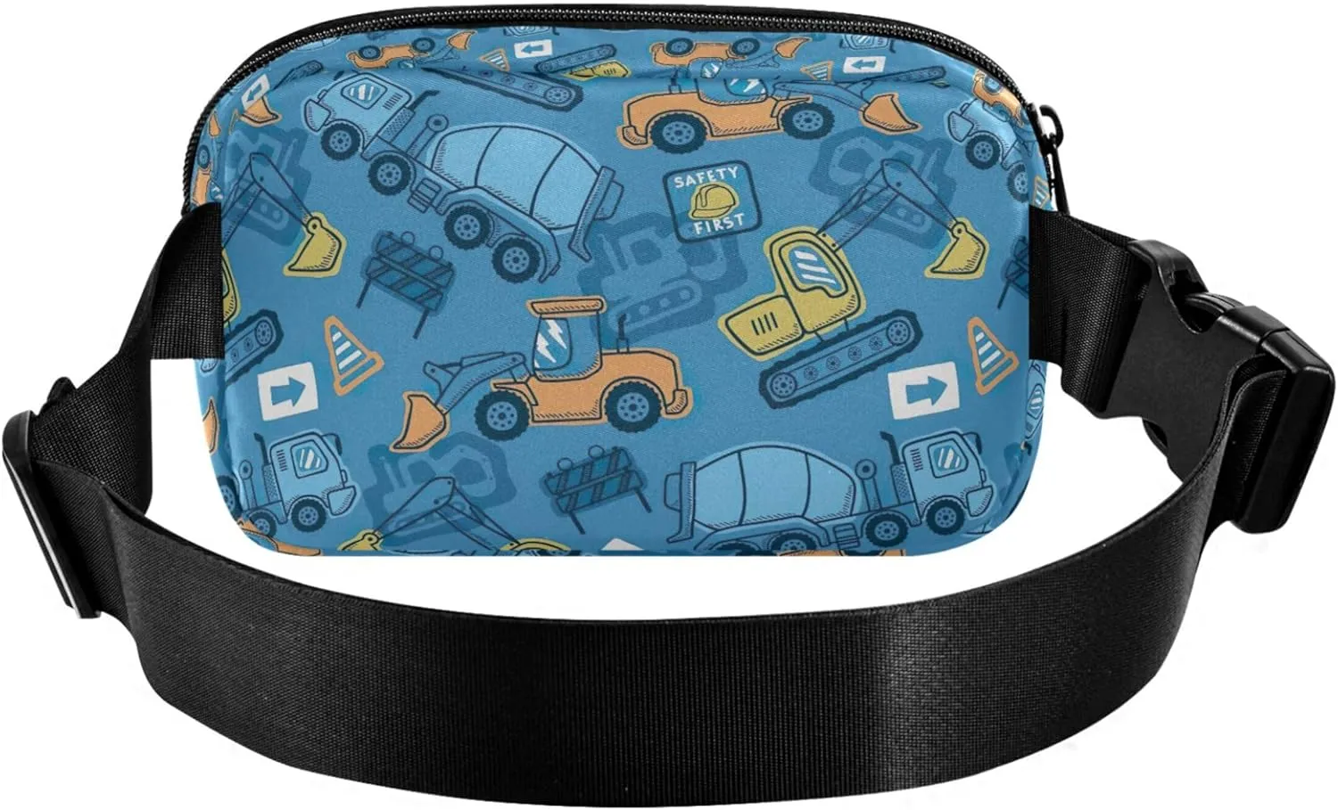 Construction Vehicles Cartoon Blue Fanny Pack for Women Pattern Hip Pack Belt Bag Waterproof Waist Pack for Women
