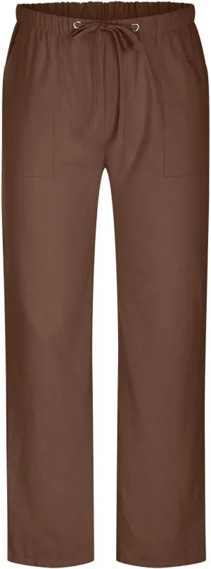 Cotton Linen Men's Drawstring Pants Relaxed Fit Elastic Waist Breathable Soft Straight Casual Lounge Travel Easy Care