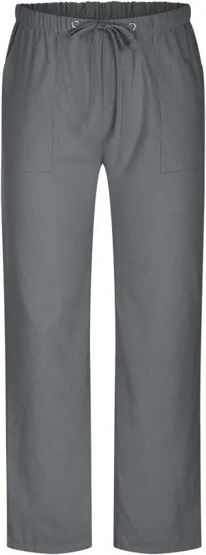 Cotton Linen Men's Drawstring Pants Relaxed Fit Elastic Waist Breathable Soft Straight Casual Lounge Travel Easy Care