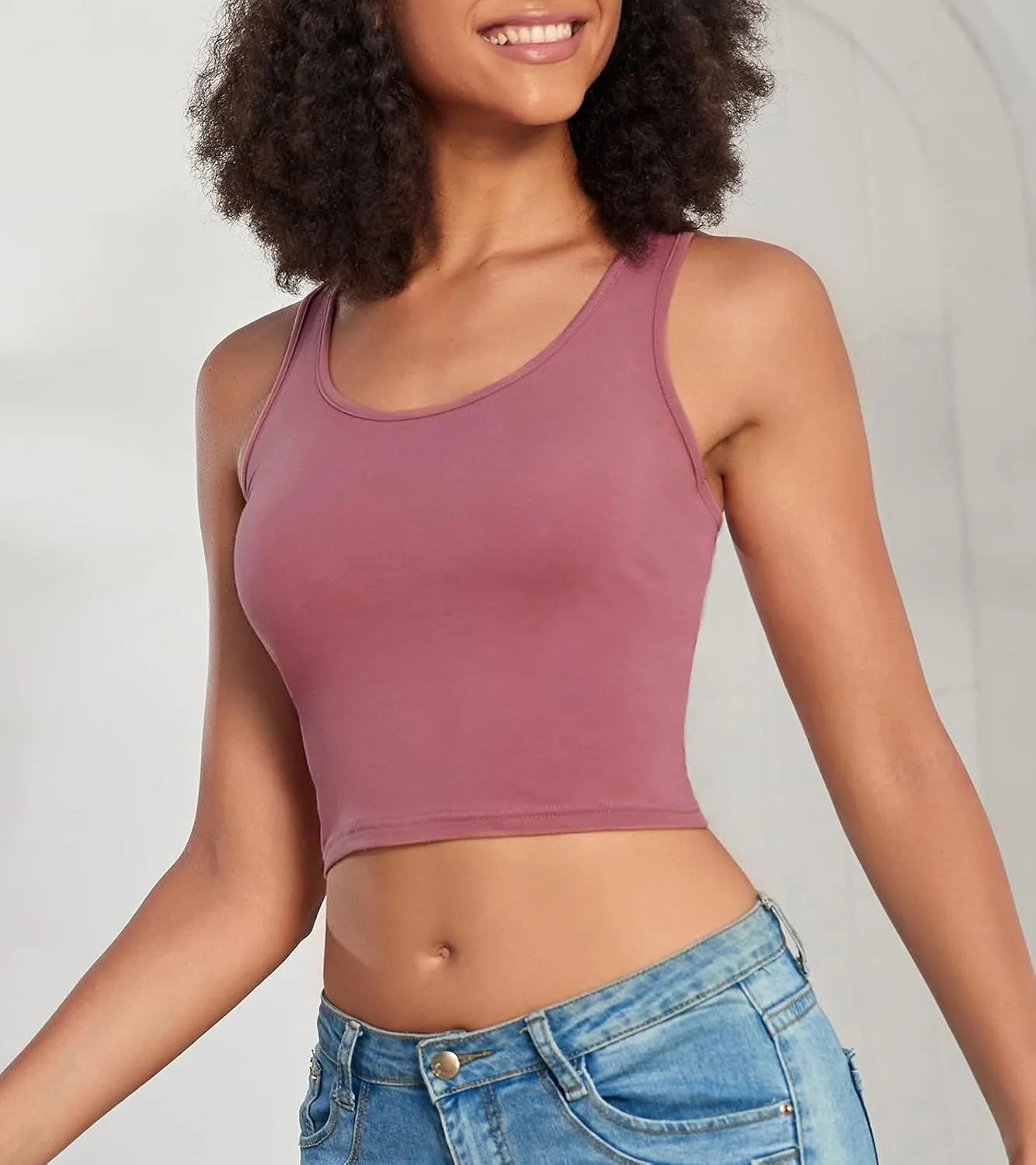 Cotton Workout Crop Tank Top for Women Racerback Yoga Tank Tops Athletic Sports Shirts Exercise Undershirts 4 Pack