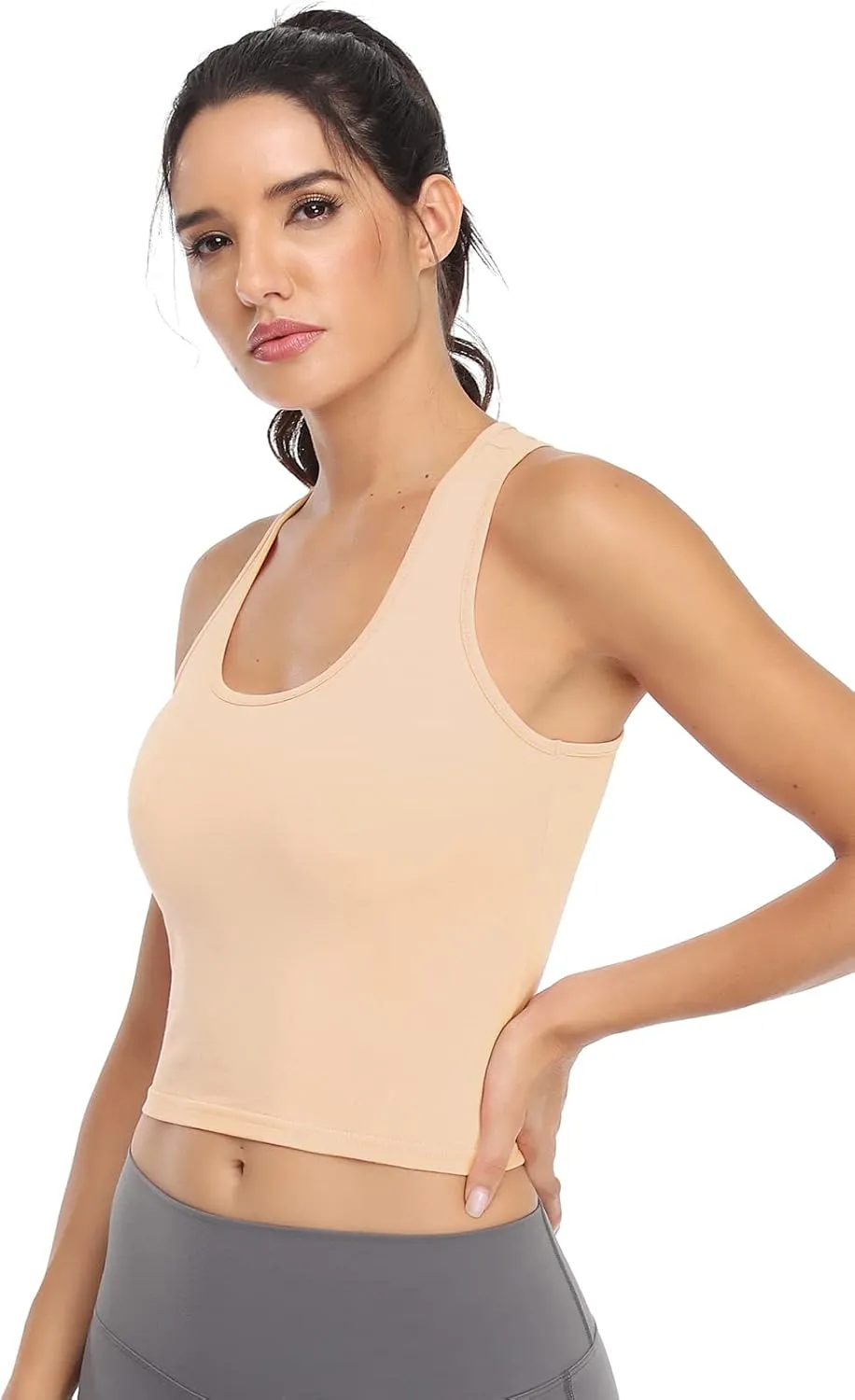 Cotton Workout Crop Tank Top for Women Racerback Yoga Tank Tops Athletic Sports Shirts Exercise Undershirts 4 Pack