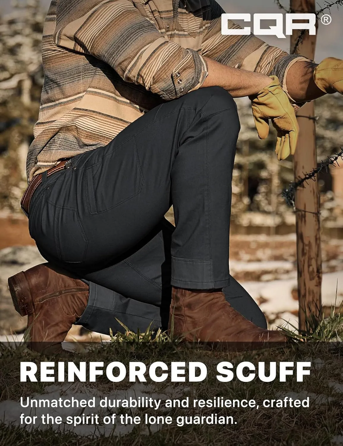CQR Men's Motion Utility Casual Pants, Regular Fit Lightweight Work Pants, Water Resistant Outdoor Stretch Pants with Pockets