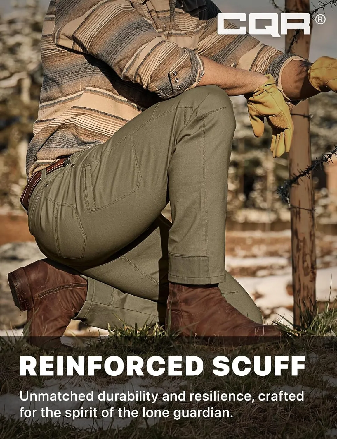 CQR Men's Motion Utility Casual Pants, Regular Fit Lightweight Work Pants, Water Resistant Outdoor Stretch Pants with Pockets