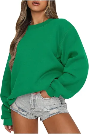 Crewneck Sweatshirts Women Long Sleeve Fleece Pullover Tops Fall Fashion Casual Loose Fit Sweater Cute Hoodies