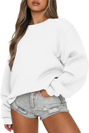 Crewneck Sweatshirts Women Long Sleeve Fleece Pullover Tops Fall Fashion Casual Loose Fit Sweater Cute Hoodies
