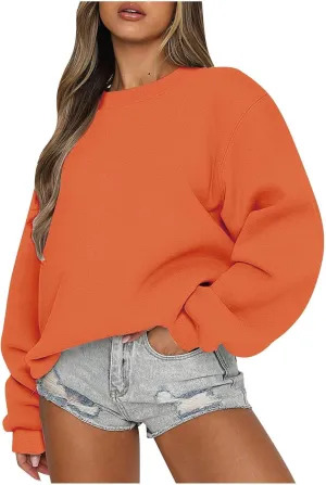 Crewneck Sweatshirts Women Long Sleeve Fleece Pullover Tops Fall Fashion Casual Loose Fit Sweater Cute Hoodies