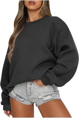 Crewneck Sweatshirts Women Long Sleeve Fleece Pullover Tops Fall Fashion Casual Loose Fit Sweater Cute Hoodies